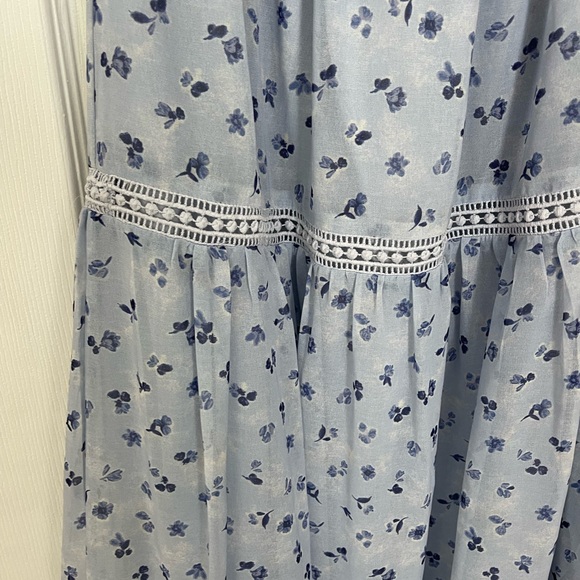 Lulus Blooming Perfection Blue Floral Print Tie-Strap Smocked Dress - Picture 3 of 5